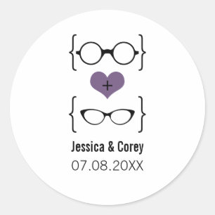 Lunettes de Geeky violet Stickers de mariage