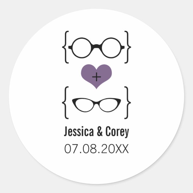Lunettes de Geeky violet Stickers de mariage (Devant)