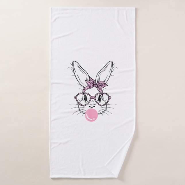 Lunettes de léopard visage de lapin Bubble Gum Jou (Serviette de bain)