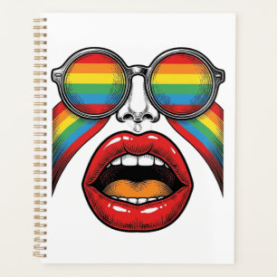 Lunettes de soleil arc-en-ciel rétro lèvres visage