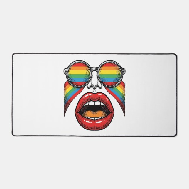 Lunettes de soleil arc-en-ciel rétro lèvres visage (Recto)