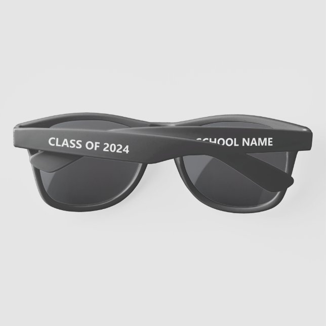 Lunettes De Soleil Classe de 2024 et nom de l'école Modèle de texte (Dos)