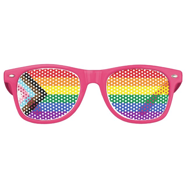 Lunettes de soleil de fête rétro rose Drapeau de f (Devant)