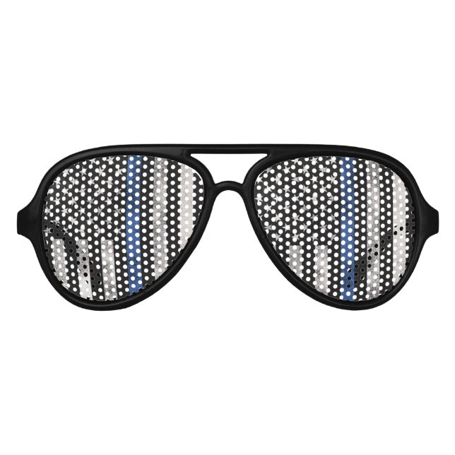 Lunettes de soleil de Ligne Bleue Mince, Drapeau V (Devant)