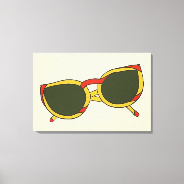 Lunettes de soleil en impressions sur toile jaune  (Recto)