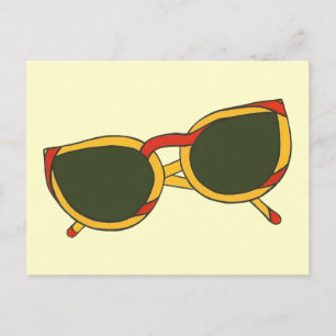 Lunettes de soleil en jaune et rouge Cartes postal