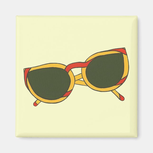 Lunettes de soleil en jaune et rouge sur Magnet (Devant)