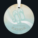 Lunettes de soleil et tongs Beach House Aqua ID623<br><div class="desc">Ce design d'ornement acrylique dans les couleurs douces de la mer et du sable vous permet d'ajouter facilement votre propre nom et texte en utilisant le modèle fourni. Les simples lunettes de soleil et les tongs image sur un arrière - plan d'aquarelle en détresse sont mis en évidence par un...</div>