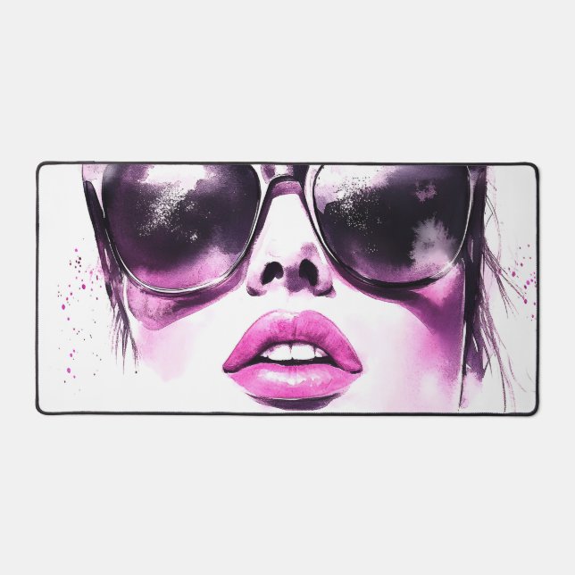 Lunettes de soleil femme mode aquarelle rose chic (Recto)
