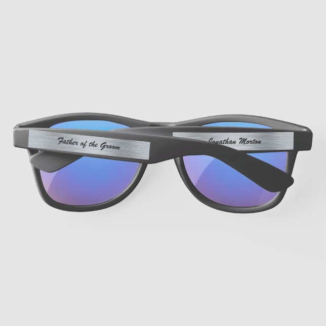 Lunettes De Soleil Fête nuptiale en acier brossé modifiable (Dos)