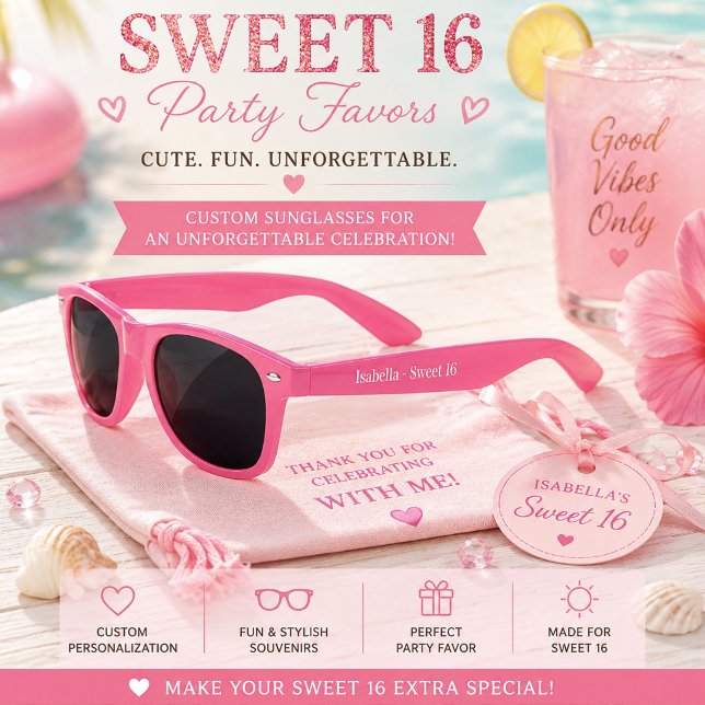 Lunettes De Soleil Fille de fête d'anniversaire rose (Créateur téléchargé)