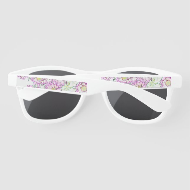Lunettes de soleil florales blanches et violettes  (Dos)