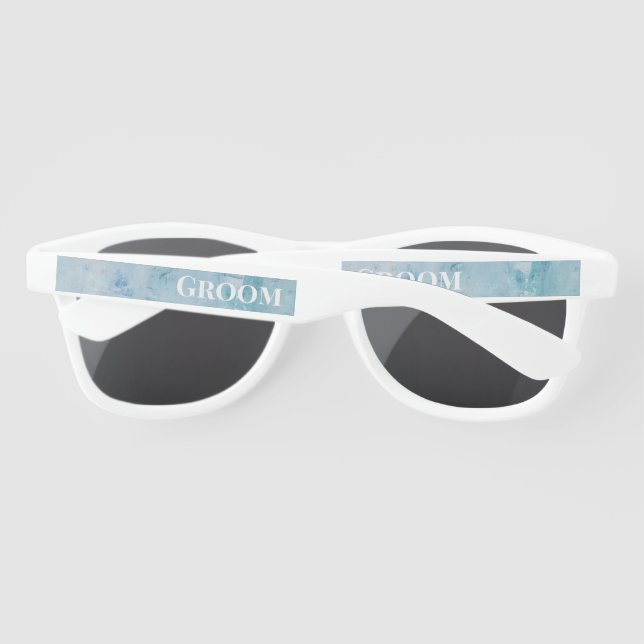 Lunettes De Soleil Groom Groomsman Custom Blue Classy (Dos)