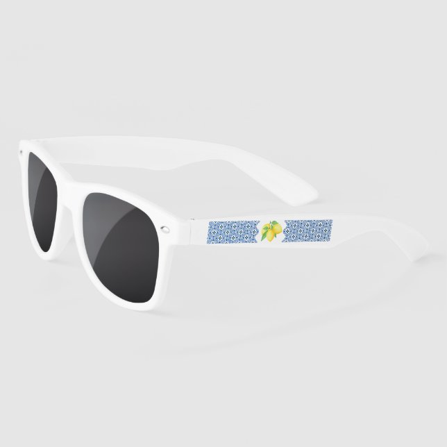 Lunettes De Soleil Logo de carreau méditerranéen au citron à l'aquare (Gauche)