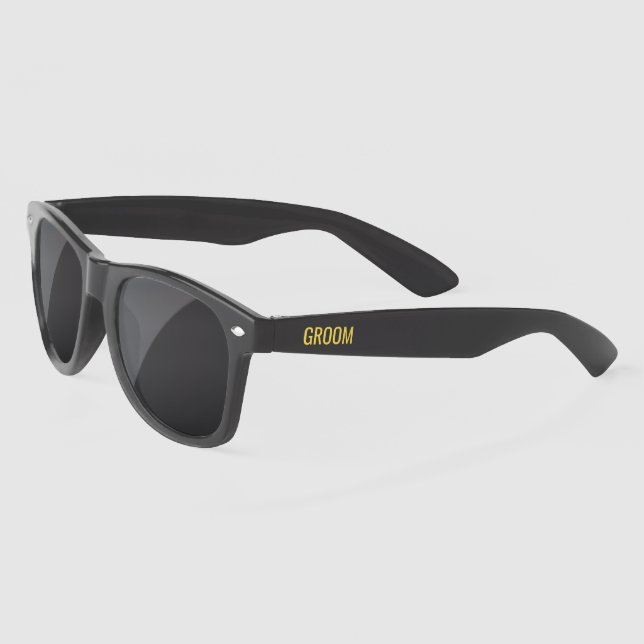 Lunettes De Soleil Mariage Personnalisé Groom Black And Gold (Gauche)