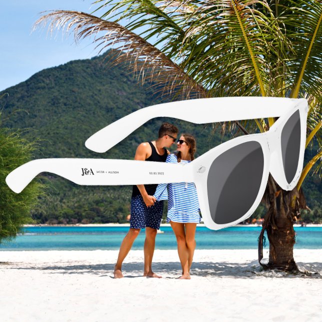 Lunettes De Soleil monogramme élégant chocolat mariage faveur (Créateur téléchargé)