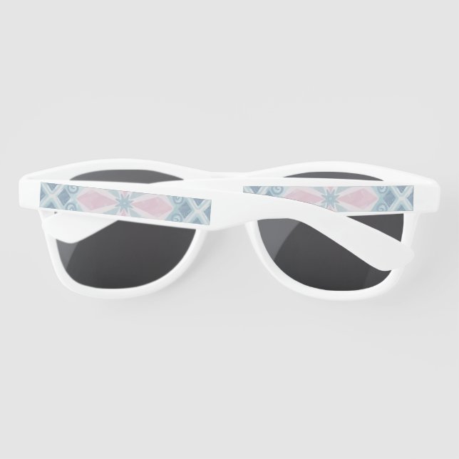 Lunettes De Soleil motif bleu en forme de diamant (Dos)