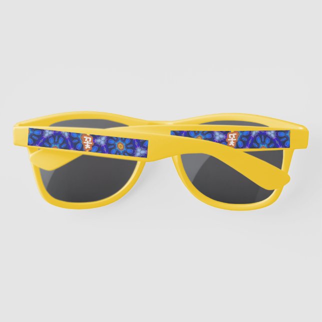Lunettes De Soleil Motif Fleurs bleues Abstraites (Dos)