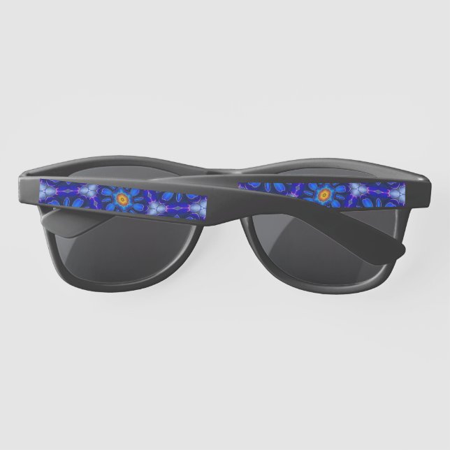 Lunettes De Soleil Motif Fleurs bleues Abstraites (Dos)