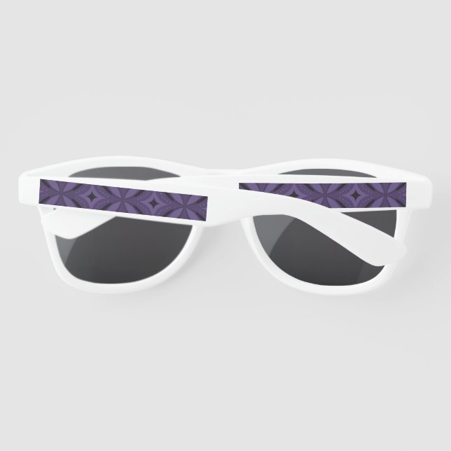 Lunettes De Soleil Motif Rétro de Couleur Violet Foncé (Dos)