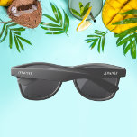 Lunettes De Soleil Nom personnalisé blanc élégant Personnalisé person<br><div class="desc">Ce design simple a un nom personnalisé dans un élégant texte blanc élégant. Modifiez le texte de la zone de texte à personnaliser. #personalized #personalisedname #personalisedname #personalizedname #addyourname #custom #do-it-yourself #doitself #personalisedcadeaux #personalizedcadeaux #secrétariatsanta #stockingstuffers #mariage #fiançailles #vacances #noël #action de grâces #vacances #fête #fête #ValentinesDay #mode #design #style #tendance #moderne...</div>