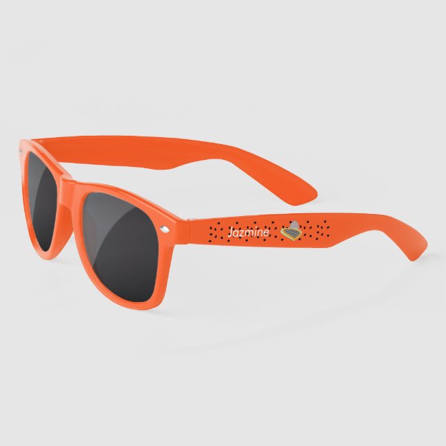 Lunettes De Soleil Papaye d'été Monogramme Tropical Nom   (Gauche)