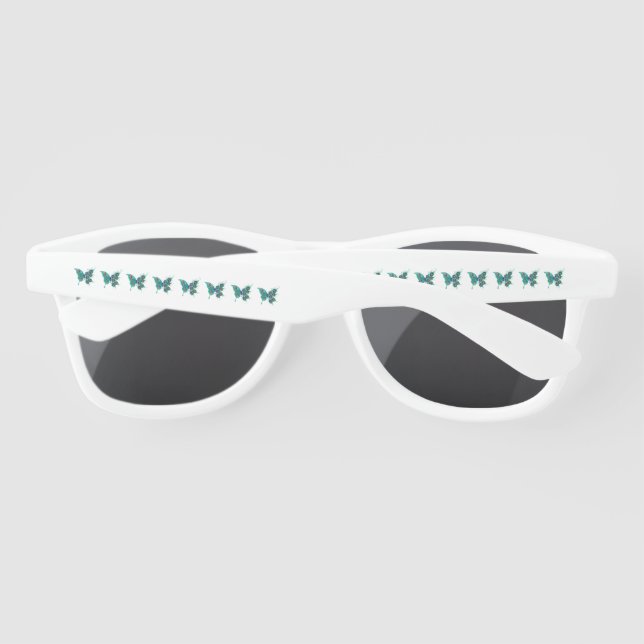 Lunettes De Soleil Papillon aux plumes de paon vert (Dos)