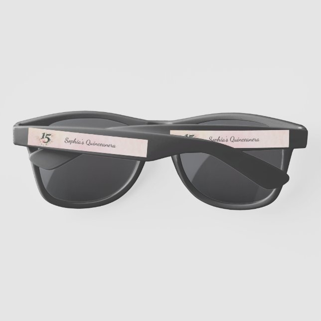 Lunettes De Soleil Quinceanera florale rose 15ème anniversaire (Dos)
