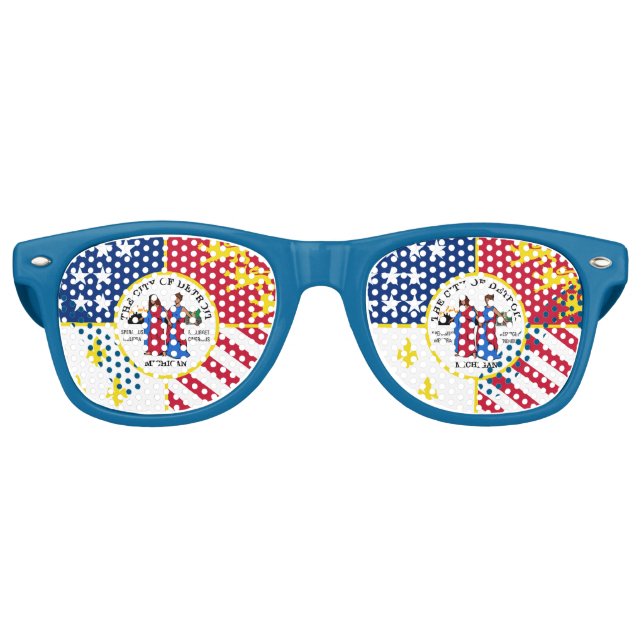 Lunettes de soleil rétro avec le drapeau de Détroi (Devant)