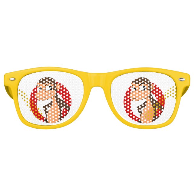 Lunettes de soleil rétro dessin animé chimpanzé (Devant)