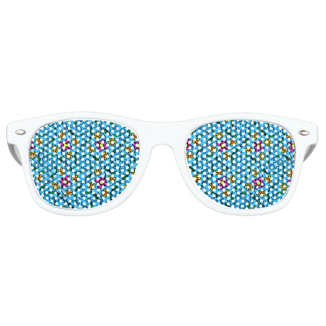 Lunettes de soleil rétro florales abstraites (Devant)
