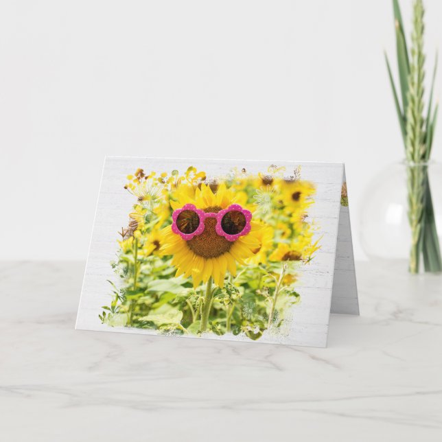 Lunettes de soleil sur Sunflower Carte d'anniversa (Devant)