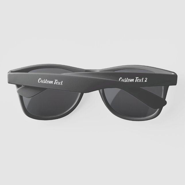 Lunettes De Soleil Texte personnalisé en noir avec script blanc (Dos)