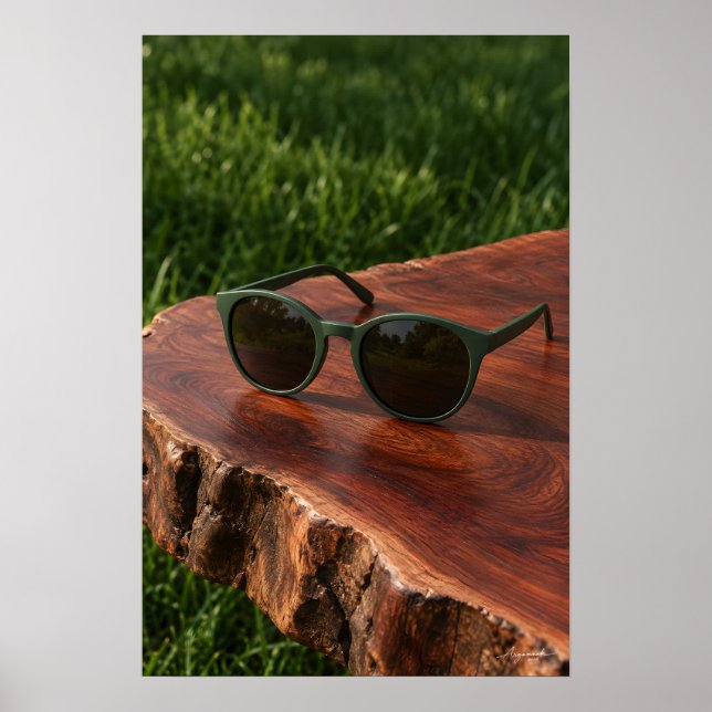 Lunettes de soleil vert mat sur une impression édi (Devant)
