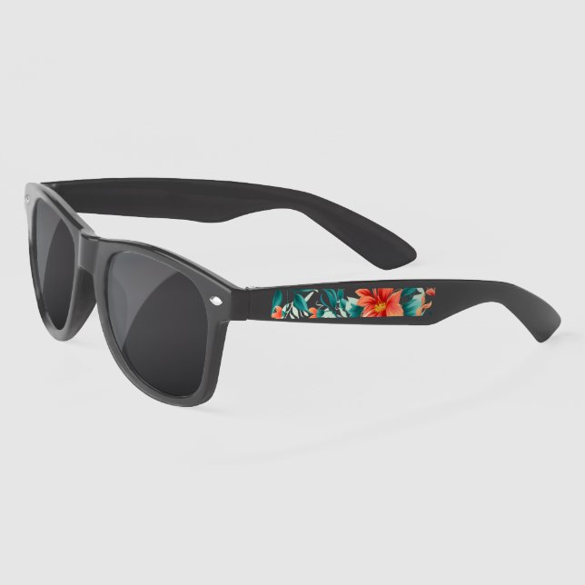 Lunettes De Soleil Vibrant Orange Floral Garden Pattern - Elegant Tea (Gauche)