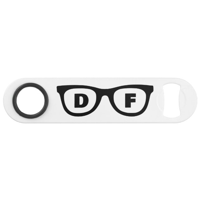 Lunettes monogrammes ouvre-bouteille personnalisé  (Dos Horizontal)