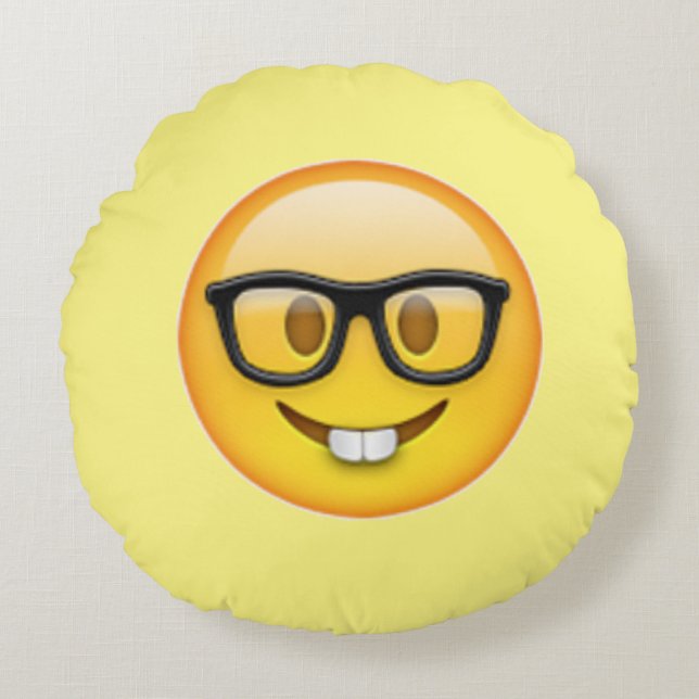Lunettes nerd pour garçon Emoji Coussin rond (Devant)