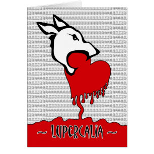 Lupercalia Day, Wolf Mange un Coeur Rouge, xoxo