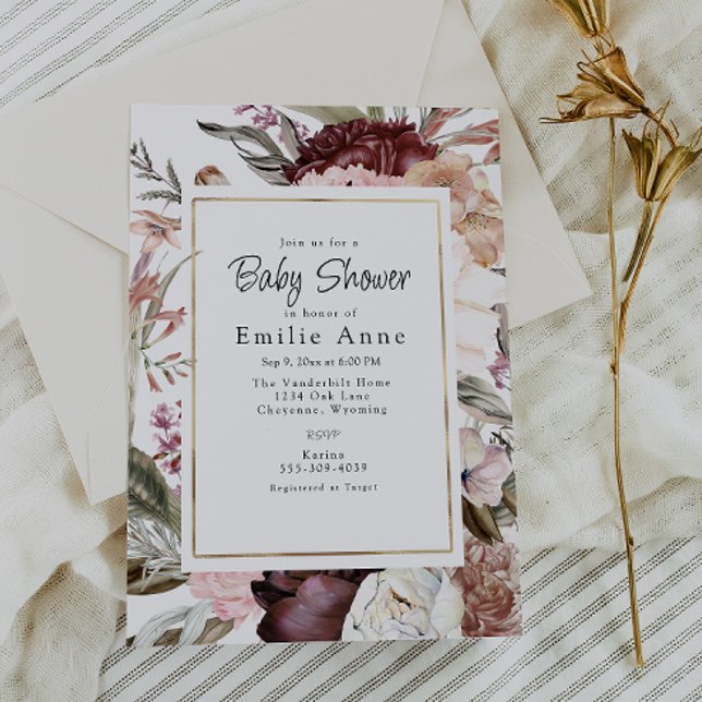 Lush Boho Roses, Dalias et Invitation Fleur sauvag (Créateur téléchargé)