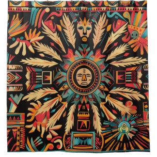 Lush Cyan "Aztec Dream" Elégant rideau de douche