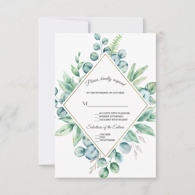 Lush Eucalyptus Diamant Or Réponse au Mariage (Devant)