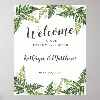 Lush Fern Tropical Botanical Mariage Affiche de bi
