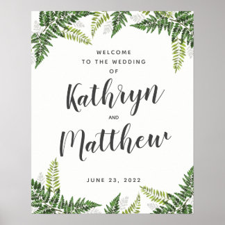 Lush Fern Tropical Botanical Mariage Affiche de bi