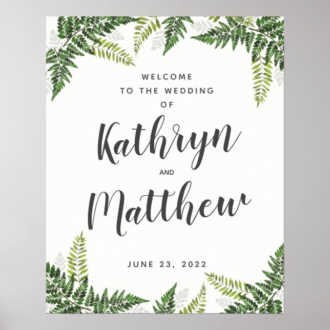 Lush Fern Tropical Botanical Mariage Affiche de bi (Devant)