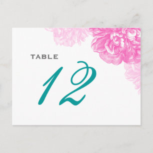 Lush Peony Mariage Numéro de table Carte postale