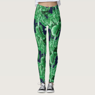 Lush Tropical Green Feuilles Motifs Leggings