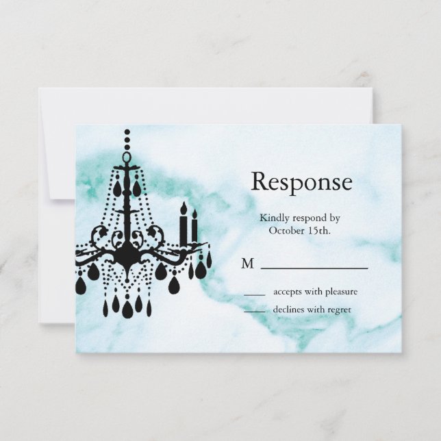 Lustre RSVP sur marbre turquoise (Devant)