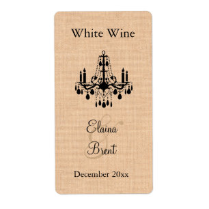 Lustre sur Burlap Mariage Étiquette de vin