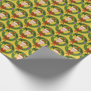 Lutin dans une couronne et neige Papier cadeau de