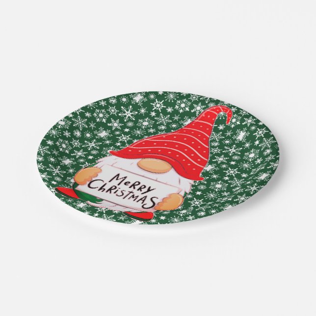Lutin de Noël   Assiette en carton (Angle)